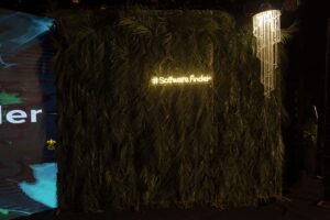 selfie booth, event decor, themed setup, floral decor