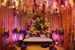 floral backdrop, wedding planners, home mayoun setup, food suppliers