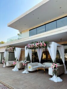 wedding caterers, day time setup, western theme decor, catering setup