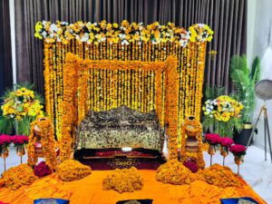 stage decorators, floral backdrop, fresh flowers stage decor, wedding decor