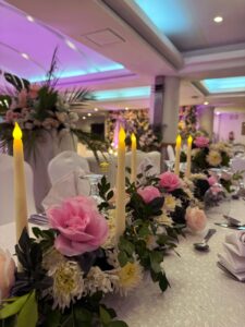 fine dining decor, head table setup, event decorators, wedding management