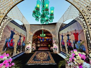smd screen, chandeliers, gazebo, open air setup & decor