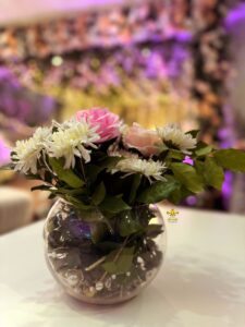 floral centerpiece, table decor, western theme, indoor event
