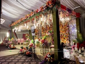 stage decor, event designer, hanging garden, floral backdrop