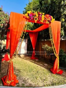 outdoor decor, home wedding, open air setup, mayoun decor & setup