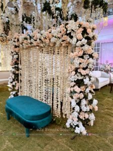 nikkah wall, floral settings, events management, wedding decor