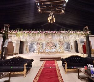 reception decor, walima stage, indoor setup, events management