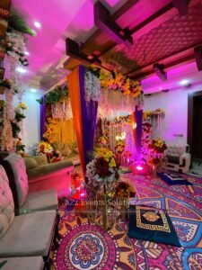 indoor setup, wedding decorators, intimate decor & setup, home wedding