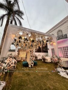 open air nikkah decor, home decor, western setup, wedding caterers