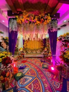 dholki setup, thematic decor, dance floor, area decor