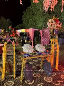 outdoor setup, event planners & designers, mehndi event decor, area decorations