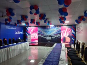 stages designers, corporate stage, balloons decor, conference room