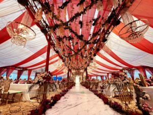 outdoor wedding setup, baraat decor, wedding designers, themed events