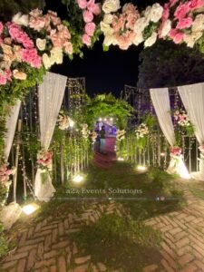 grand entrance, floral decor, wedding decorators, pakistani wedding