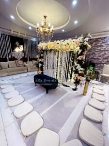 nikkah wall, wedding designers, catering setup, a2z events solutions