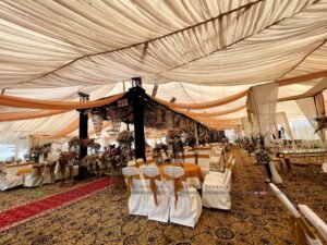 outdoor setup, wedding decor, catering company, reception event