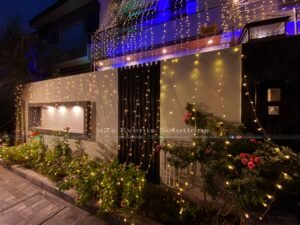 decor, illuminated building, fairy lights decor, building light