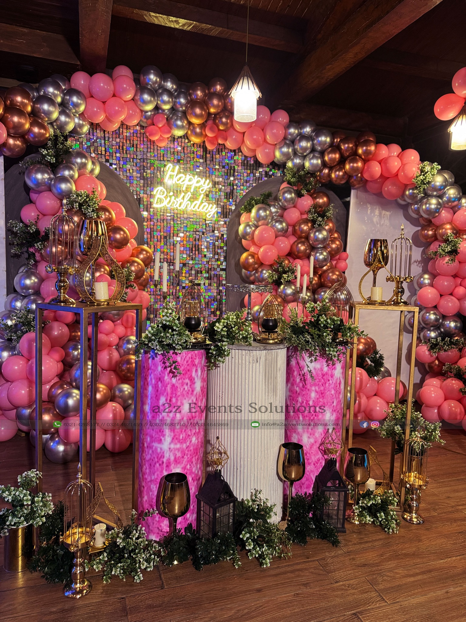 thematic birthday decor and setup, neon decor, balloons decor, table decor and setup