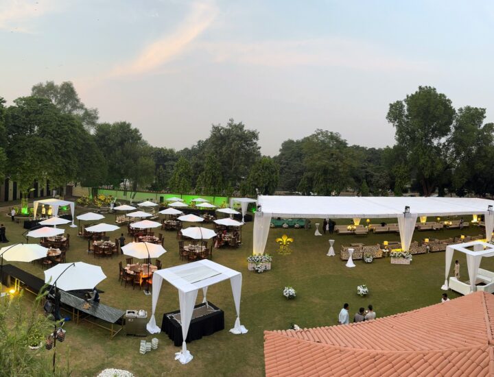 grand corporate setup, open air event, outdoor decor, caterers