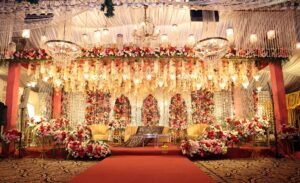 grand stage, wedding stage, floral stage, shendi stage