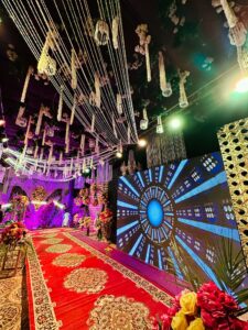 smd screen, wall paneling, floral decor, mehndi event