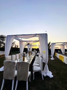 outdoor event, executive dining, dinner setup, wedding caterers