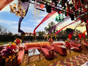 outdoor mehndi, event decorators, a2z events solutions, colored draping