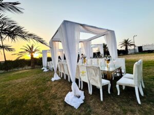western theme, head table decor, catering setup, western theme
