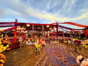outdoor setup, grand mehndi, day time event, wedding management