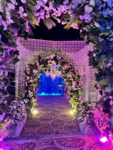 entrance decor, wedding floral decor, arches, wedding entrance