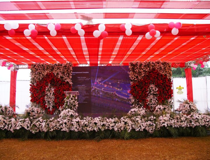 grand stage, corporate stage, floral backdrop, smd screen