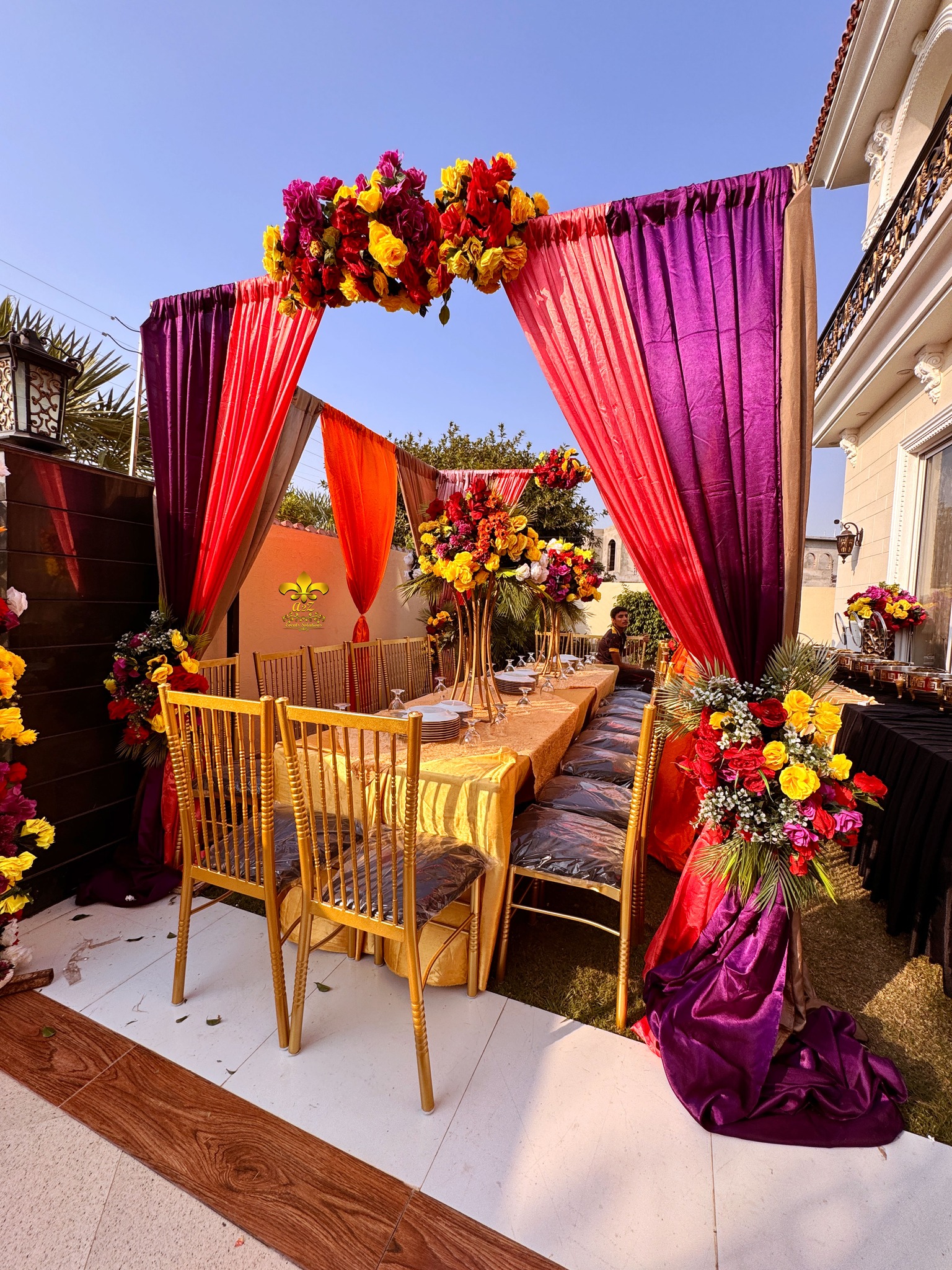 day time setup, wedding caterers, food suppliers, intimate event