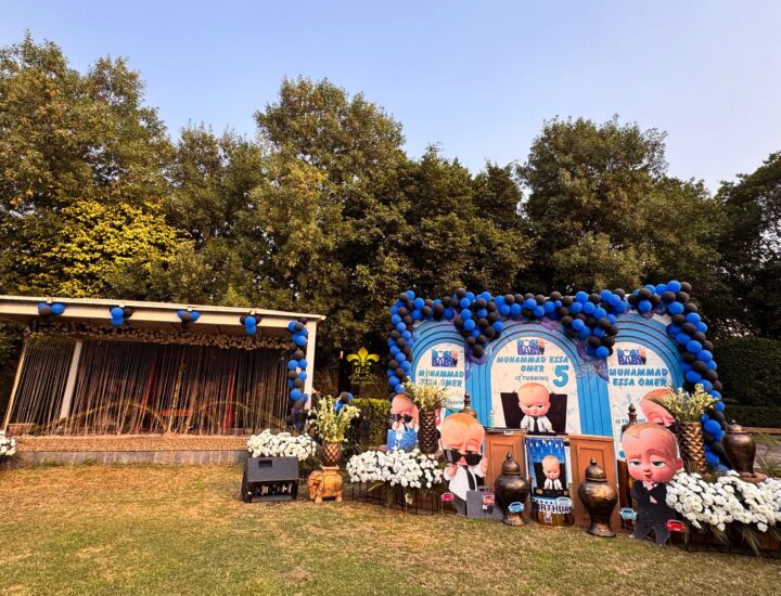 grand birthday stage, boss baby theme, stage decor, baby boss thematic birthday