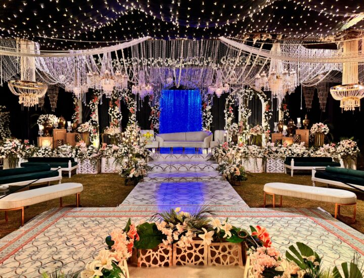 grand walima, open air setup, wedding designers and planners, catering setup