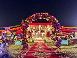 floral entrance arch, outdoor mehndi setup, a2z events solutions, wedding designers