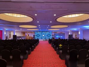 grand-corporate-setup indoor corporate event, corporate setup, smd screen stage, caterers