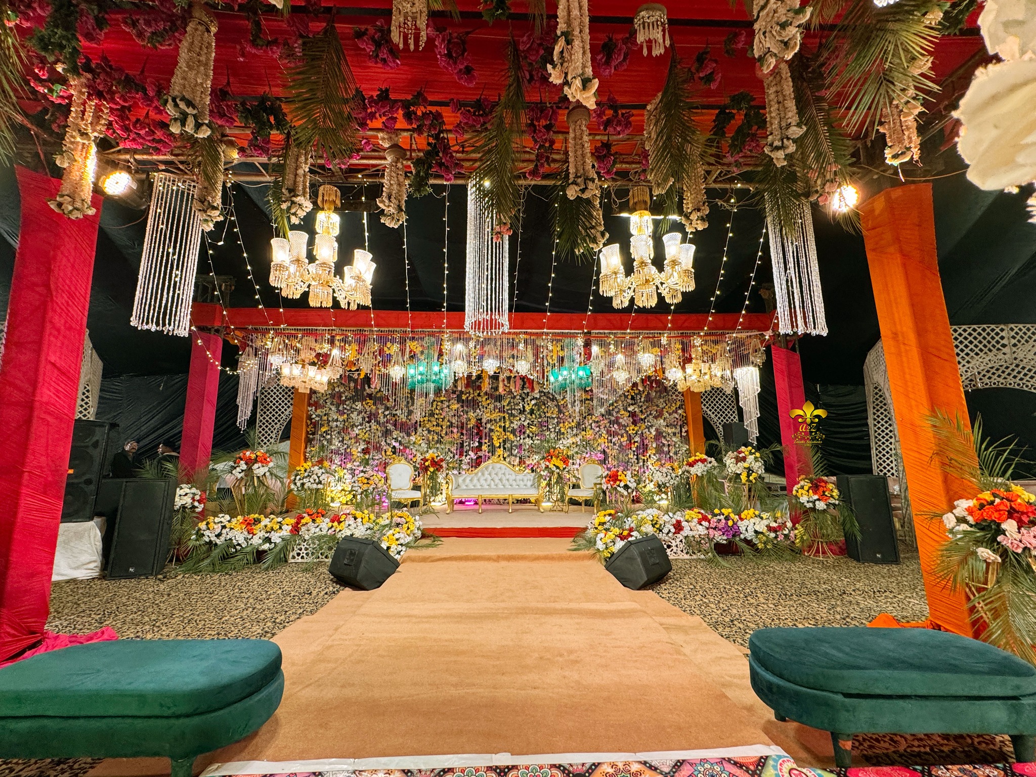 wedding stage, stage decor, stages designers, mehndi stage