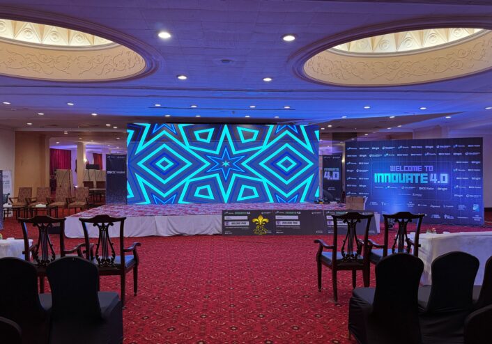 stage decor, smd screen backdrop, corporate stage, stages designers