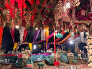multi-colored-mehndi-setup multicolored decor, wedding management, caterers, a2z events solutions