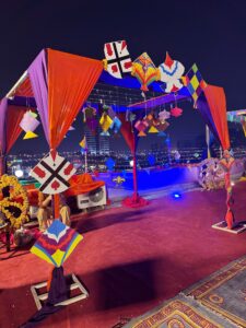 roof top event, multicolored setup, basant festival, party planners