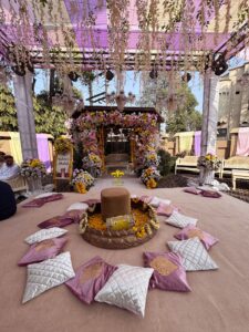 mayoun decor, dholak setup, floral backdrop, ubton event