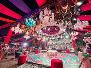 dance floor, hanging garden, chandeliers, stage