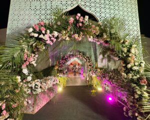 entrance decor, floral arch, events planners, a2z events solutions