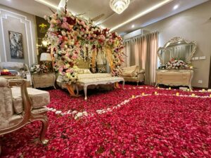 bridal room decor, first night decor, wedding management, event designers