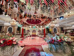 wedding-designers-and-planners grand shendi decor, crystal beaded setup, floral decor, events management