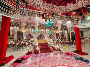 wedding-stage indoor setup, wedding stage, events designers, a2z events solutions