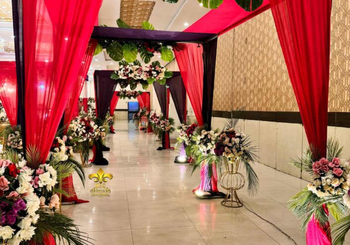 gazebo, hut, floral decor, entrance setup