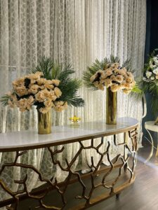 table decor, wedding management, indoor decor, nikkah event