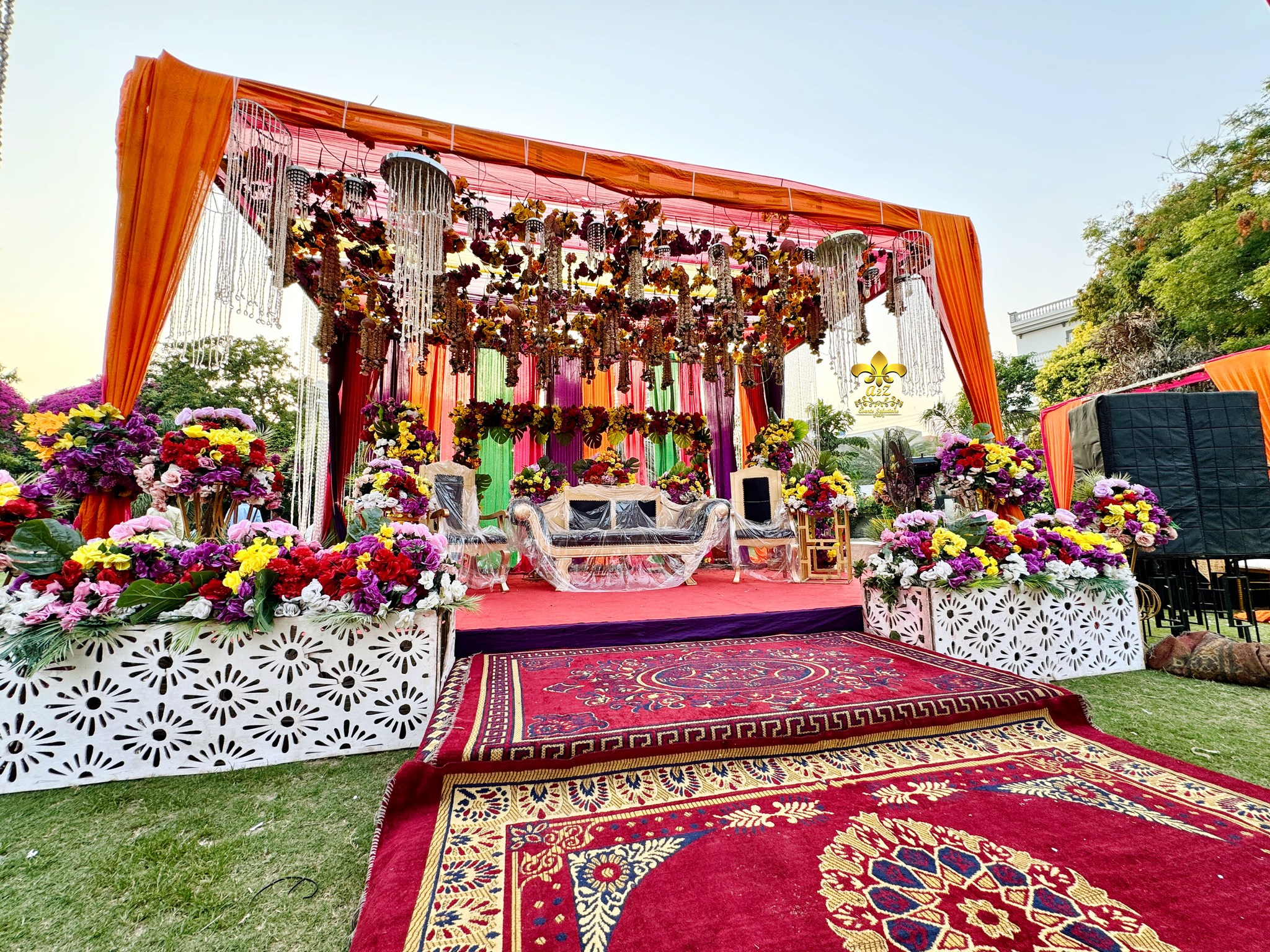 stage decor, wedding stage, stages designers, mehndi stage