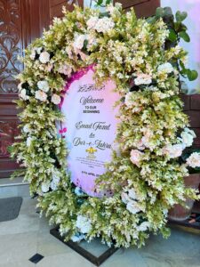 wedding designers, home decor, welcome board, entrance setup